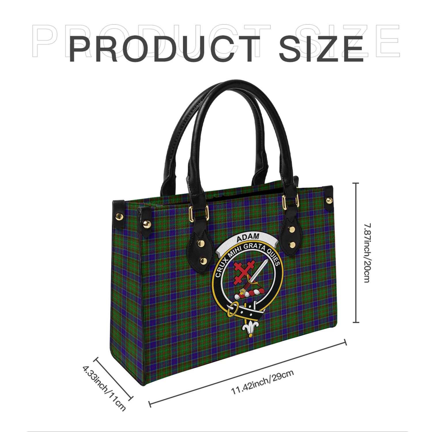 Adam Tartan Leather Bag with Family Crest - Tartanvibesclothing