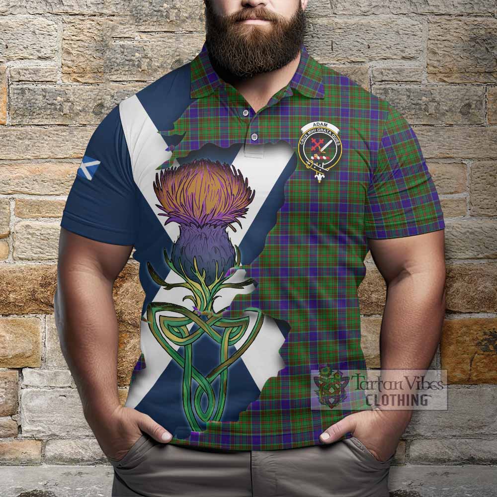 Tartan Vibes Clothing Adam Tartan Family Crest Polo Shirt Scottish Thistle Celtic Inspired