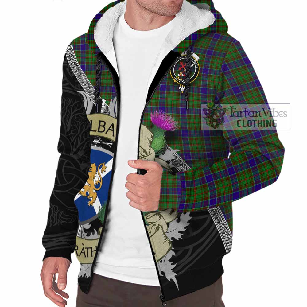 Tartan Vibes Clothing Adam Tartan Family Crest Sherpa Hoodie Lion Rampant Royal Thistle Shield Celtic Inspired
