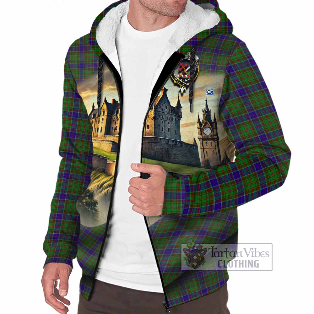 Tartan Vibes Clothing Adam Tartan Family Crest Sherpa Hoodie with Scottish Ancient Castle Style