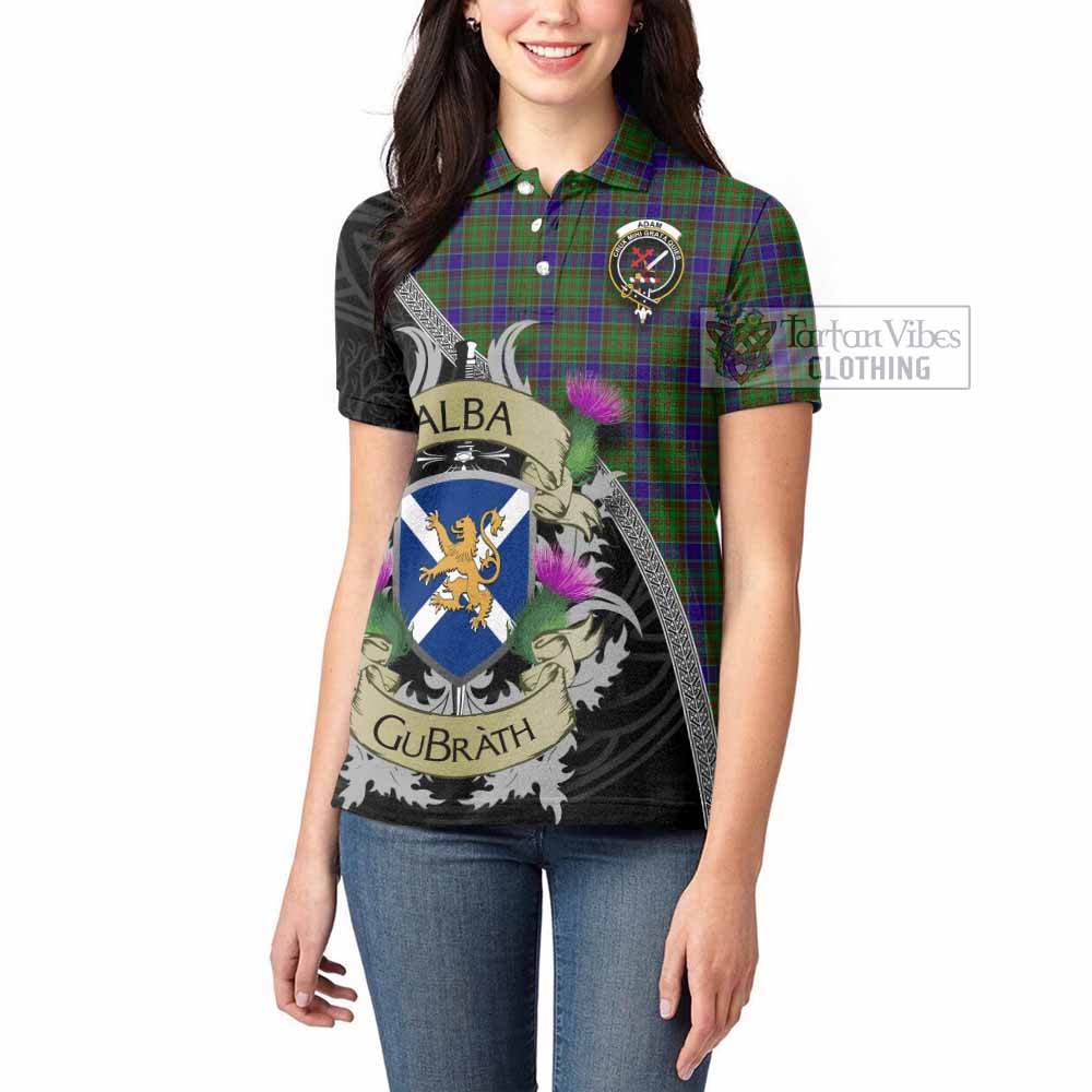 Tartan Vibes Clothing Adam Tartan Family Crest Women's Polo Shirt Lion Rampant Royal Thistle Shield Celtic Inspired