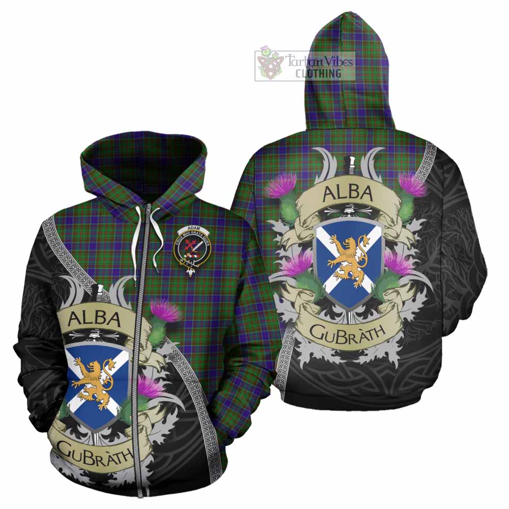 Tartan Vibes Clothing Adam Tartan Family Crest Hoodie Lion Rampant Royal Thistle Shield Celtic Inspired