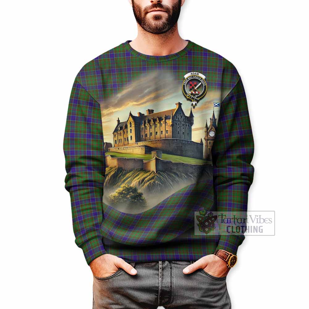 Tartan Vibes Clothing Adam Tartan Family Crest Sweatshirt with Scottish Ancient Castle Style
