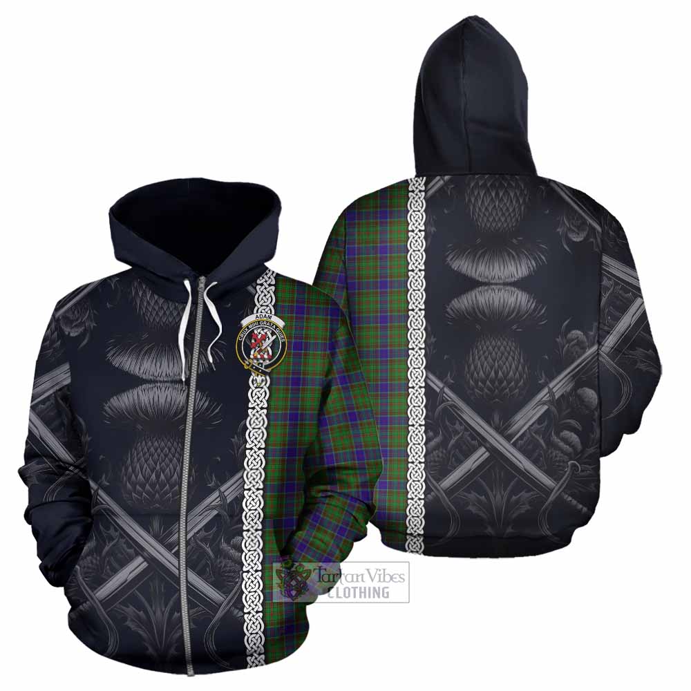 Tartan Vibes Clothing Adam Tartan Hoodie with Family Crest Cross Sword Thistle Celtic Vibes