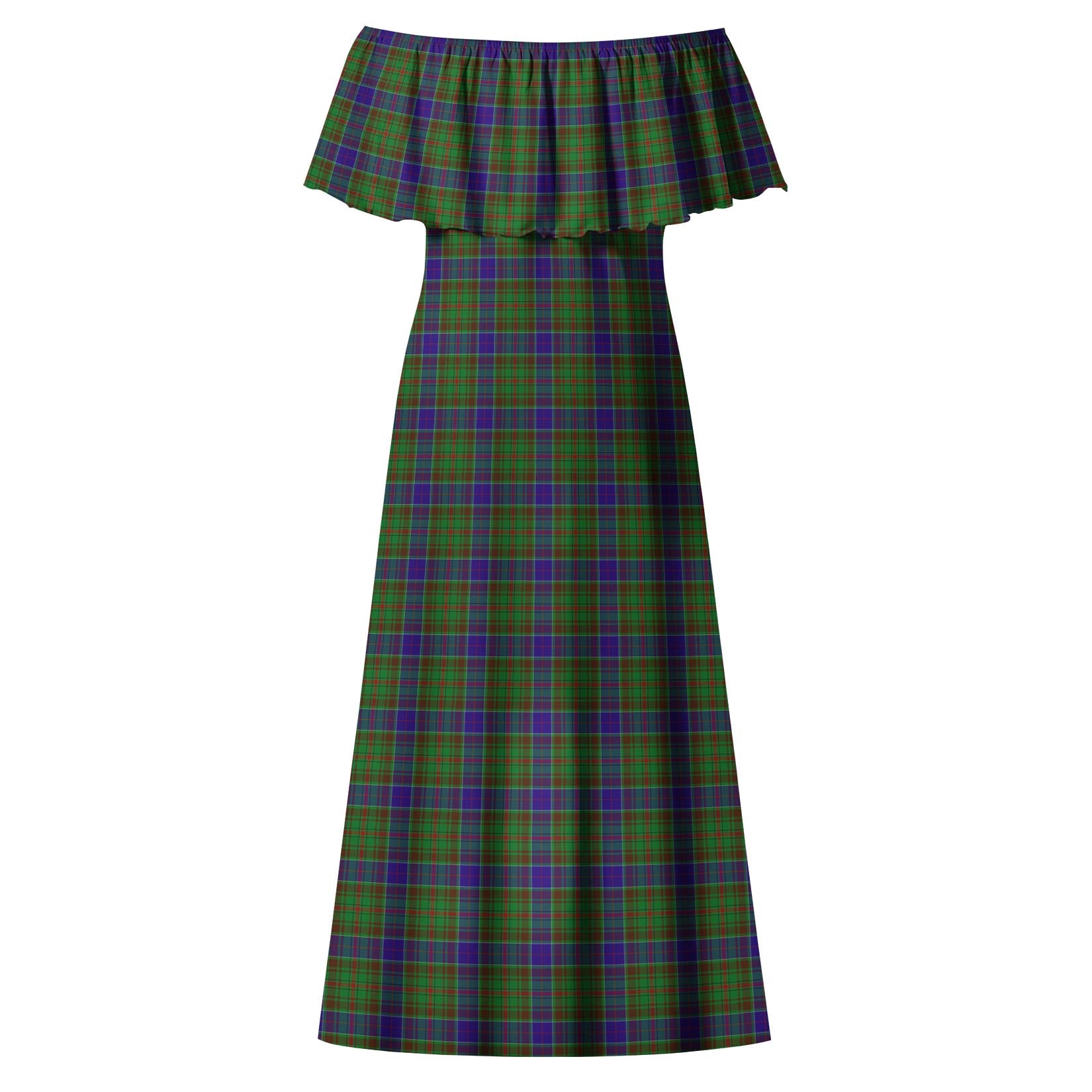 Adam Tartan Off Shoulder Long Dress - Tartanvibesclothing