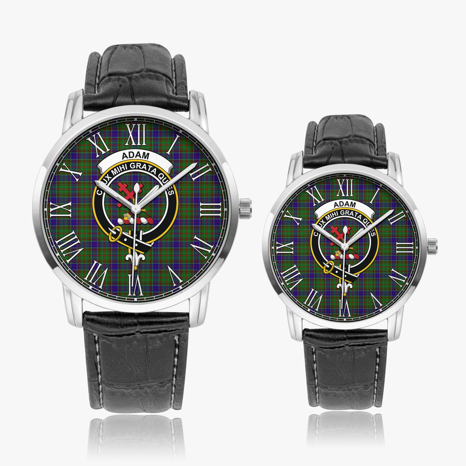 Adam Tartan Family Crest Leather Strap Quartz Watch - Tartan Vibes Clothing