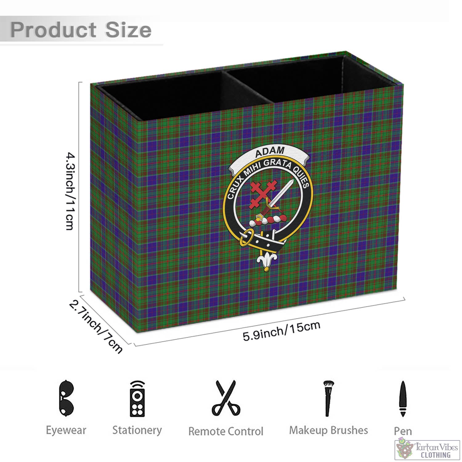 Adam Tartan Pen Holder with Family Crest - Tartan Vibes Clothing