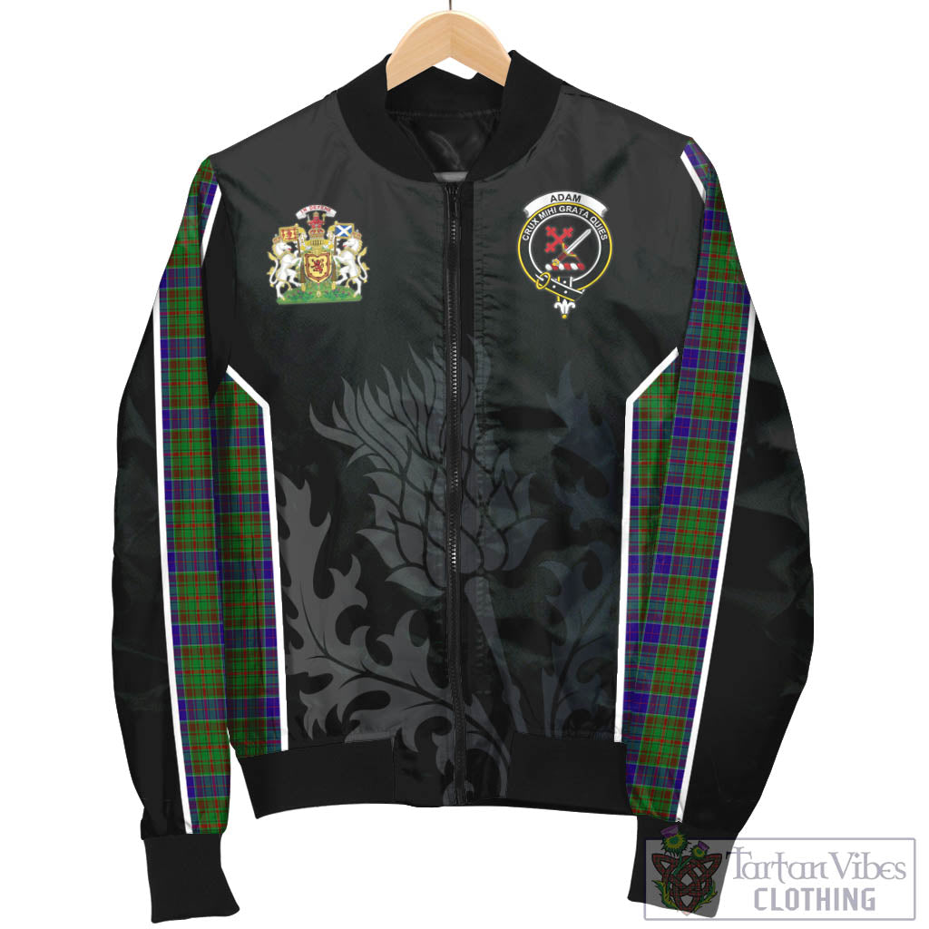 Tartan Vibes Clothing Adam Tartan Bomber Jacket with Family Crest and Scottish Thistle Vibes Sport Style