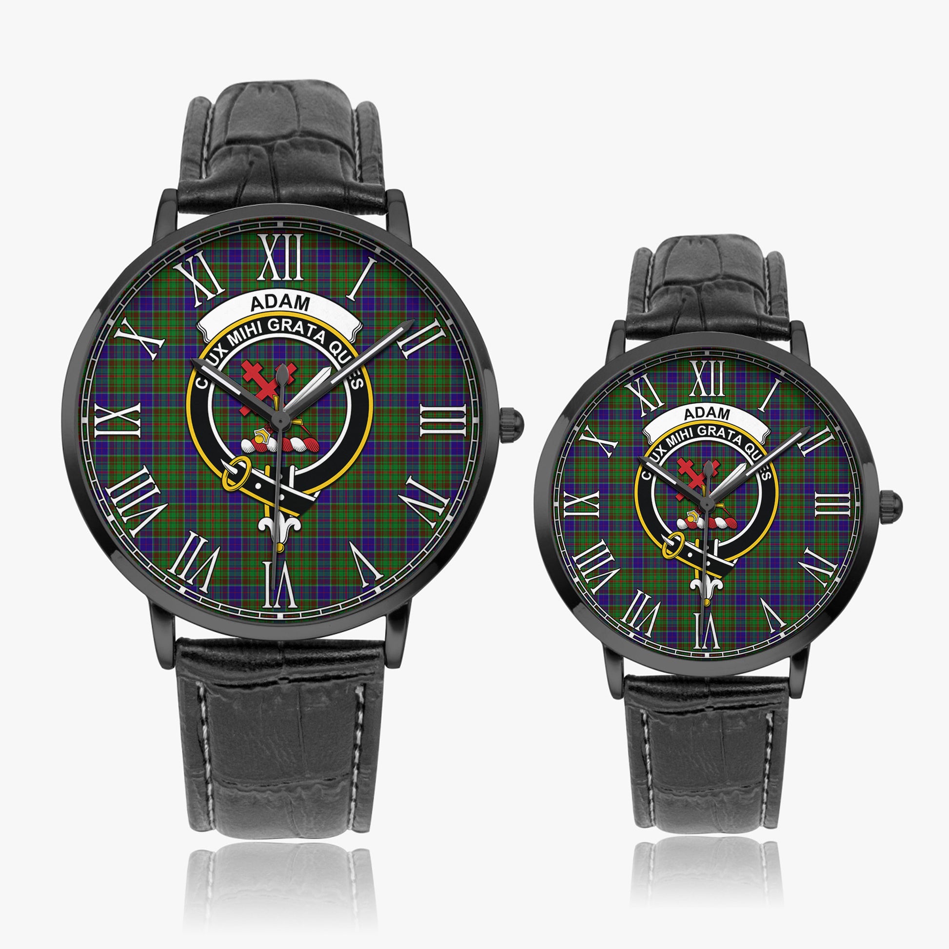 Adam Tartan Family Crest Leather Strap Quartz Watch - Tartan Vibes Clothing