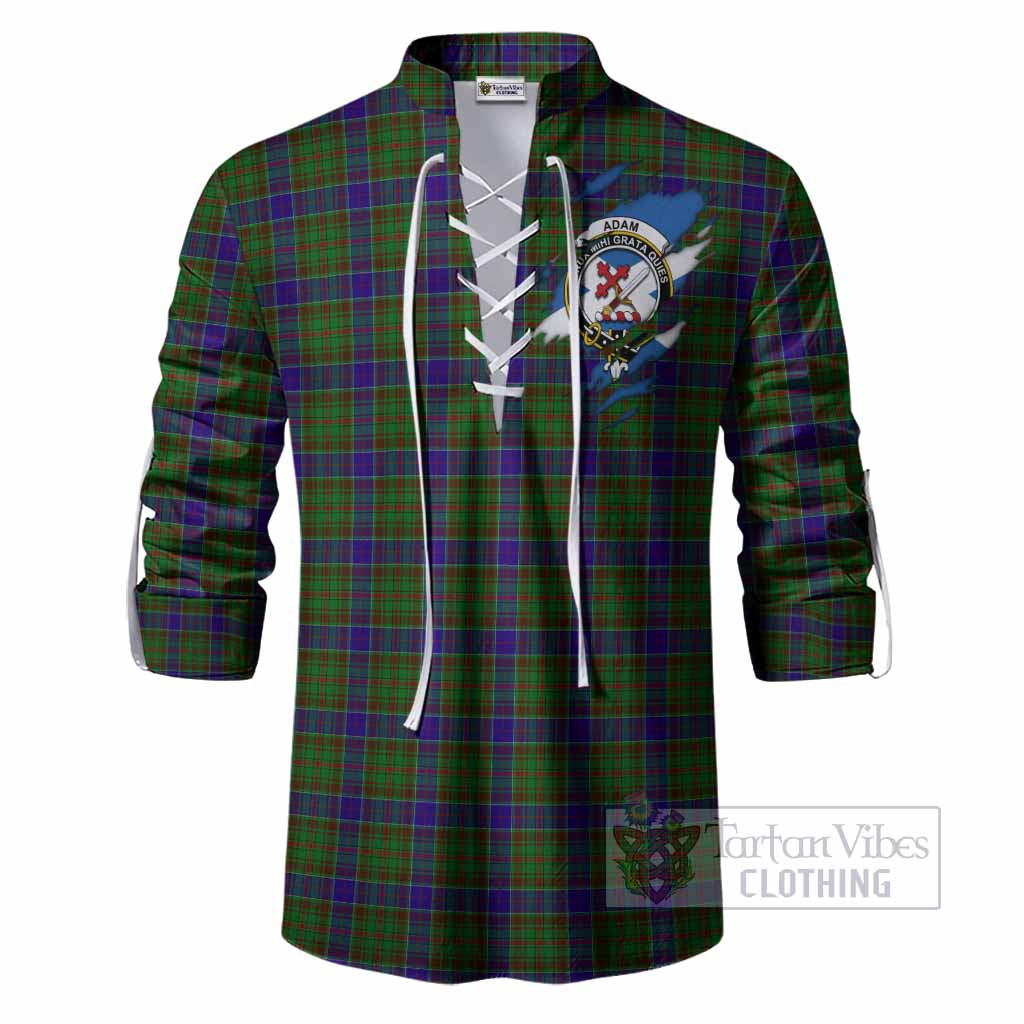 Adam Clan Crest In Me Tartan Ghillie Shirt Scotland Flag Style