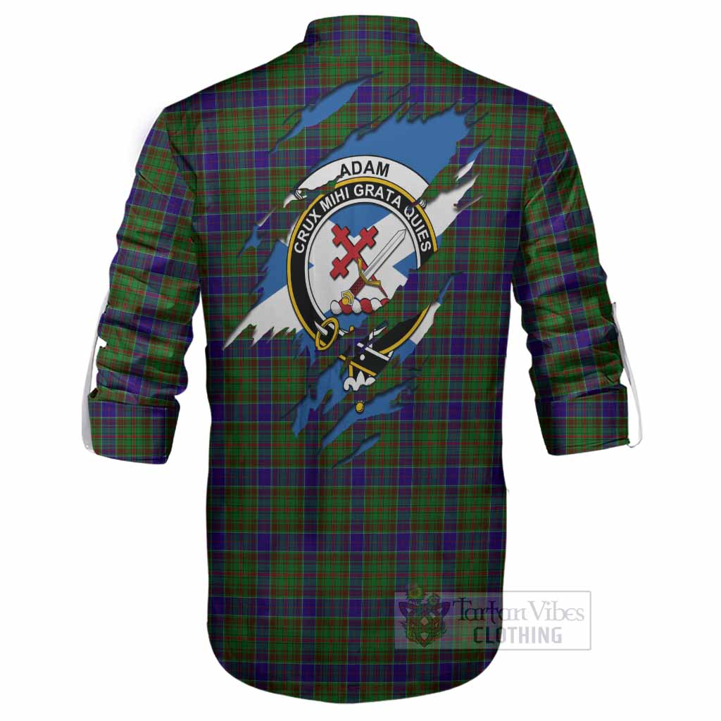 Adam Clan Crest In Me Tartan Ghillie Shirt Scotland Flag Style