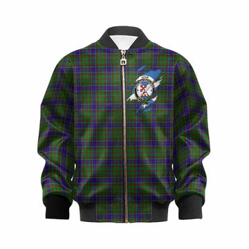 Adam Clan Crest In Me Tartan Kid Bomber Jacket Scotland Flag Style