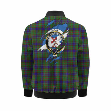 Adam Clan Crest In Me Tartan Kid Bomber Jacket Scotland Flag Style