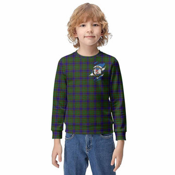 Adam Clan Crest In Me Tartan Kid Knitted Sweatshirt Scotland Flag Style