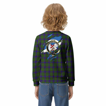 Adam Clan Crest In Me Tartan Kid Knitted Sweatshirt Scotland Flag Style