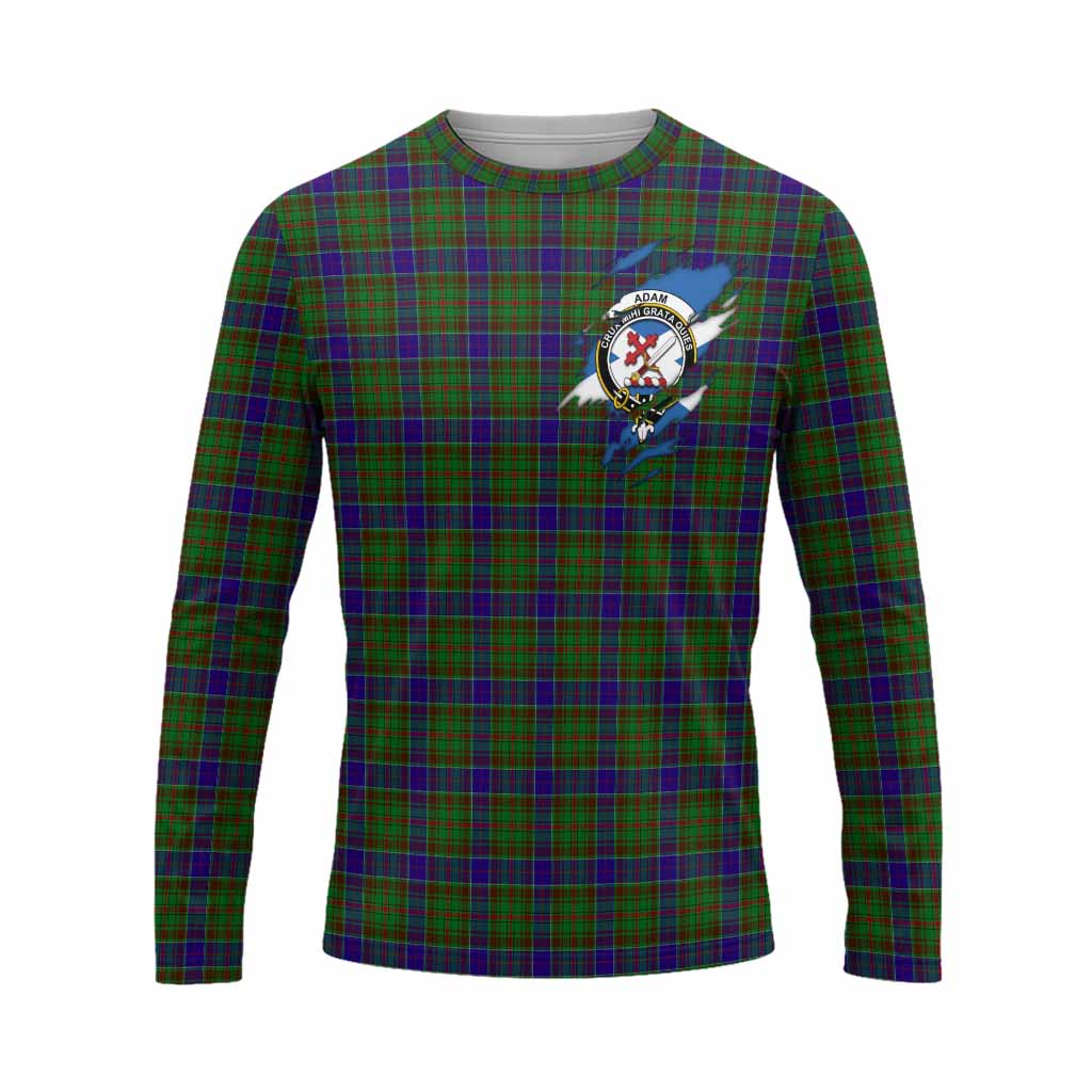 Adam Clan Crest In Me Tartan Long Sleeve T-Shirt Scotland Flag Style