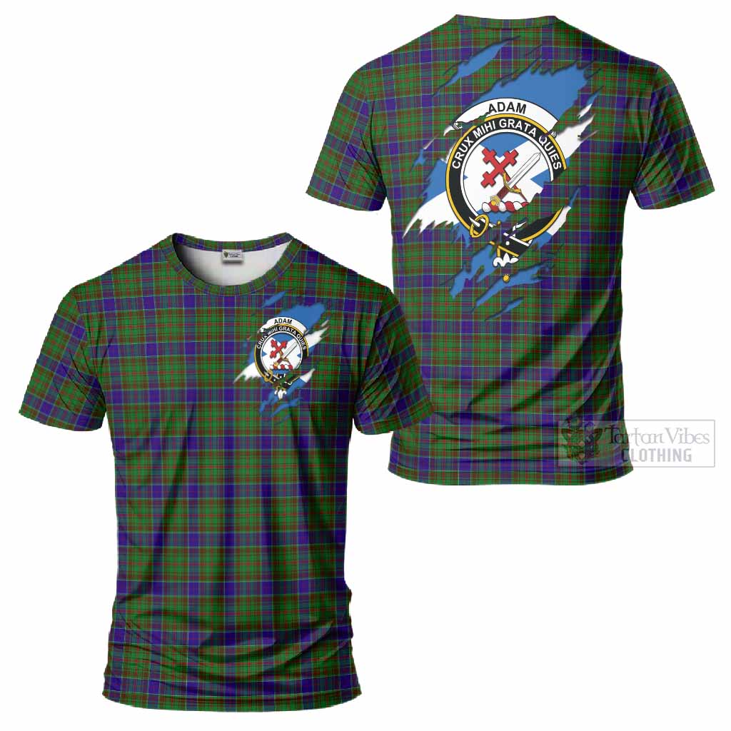 Adam Clan Crest In Me Tartan T-Shirt Scotland Flag Style