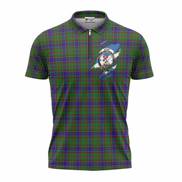Adam Clan Crest In Me Tartan Zipper Polo Shirt Scotland Flag Style