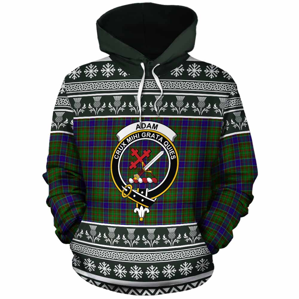 Adam Clan Tartan Christmas Cotton Hoodie with Family Crest - Tartan Vibes Clothing