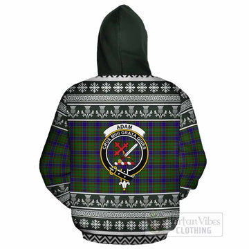 Adam Clan Tartan Christmas Cotton Hoodie with Family Crest