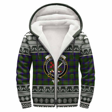 Adam Clan Tartan Christmas Fleece Hoodie with Family Crest