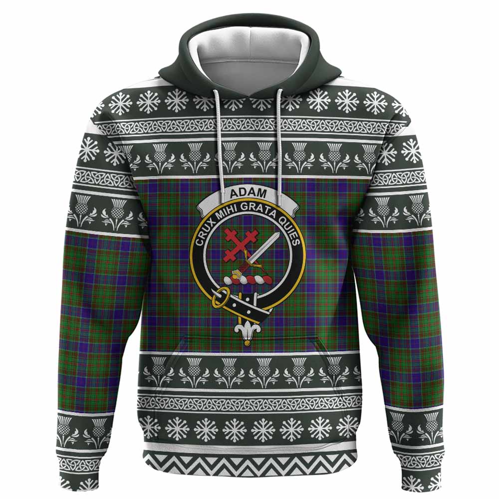 Adam Clan Tartan Christmas Hoodie with Family Crest - Tartan Vibes Clothing