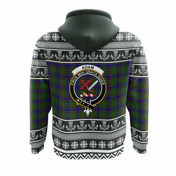 Adam Clan Tartan Christmas Hoodie with Family Crest