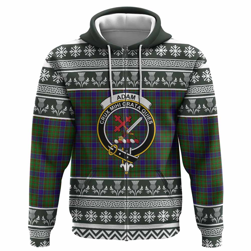Adam Clan Tartan Christmas Hoodie with Family Crest - Tartan Vibes Clothing
