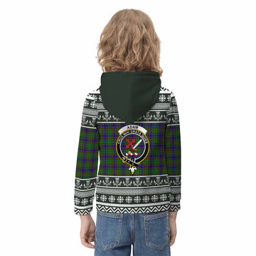 Adam Clan Tartan Christmas Kid Hoodie with Family Crest