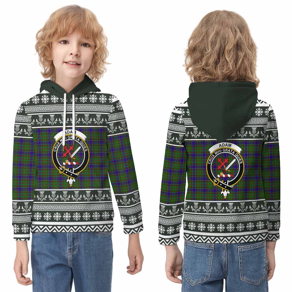 Adam Clan Tartan Christmas Kid Hoodie with Family Crest - Tartan Vibes Clothing
