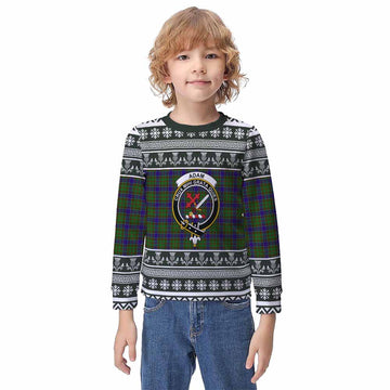 Adam Clan Tartan Christmas Kid Ugly Sweatshirt with Family Crest