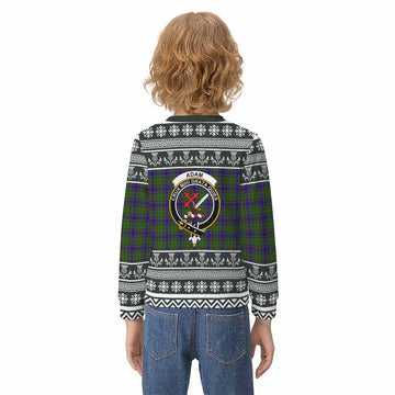 Adam Clan Tartan Christmas Kid Ugly Sweatshirt with Family Crest