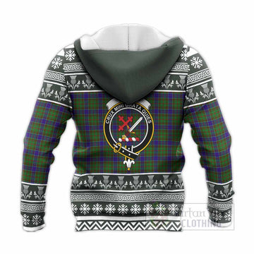Adam Clan Tartan Christmas Knitted Hoodie with Family Crest