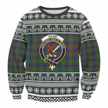 Adam Clan Tartan Christmas Sweatshirt with Family Crest