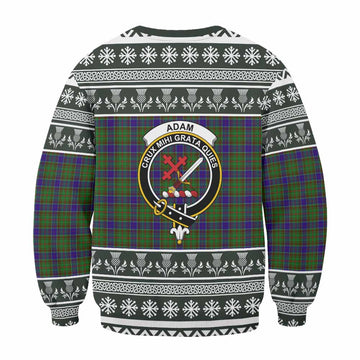 Adam Clan Tartan Christmas Sweatshirt with Family Crest