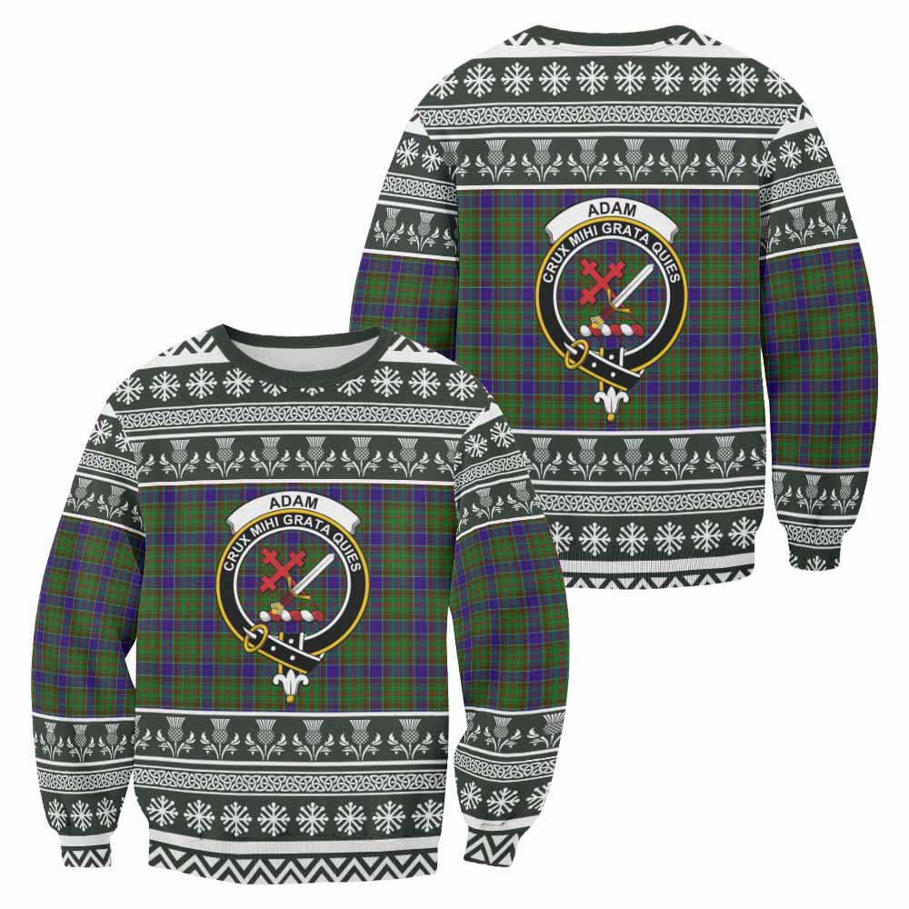 Adam Clan Tartan Christmas Sweatshirt with Family Crest - Tartan Vibes Clothing