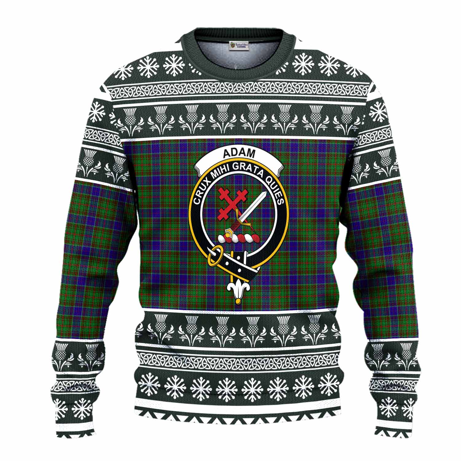 Adam Clan Tartan Christmas Ugly Sweater with Family Crest - Tartan Vibes Clothing