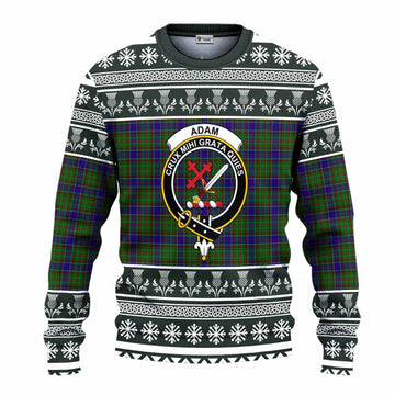 Adam Clan Tartan Christmas Ugly Sweater with Family Crest