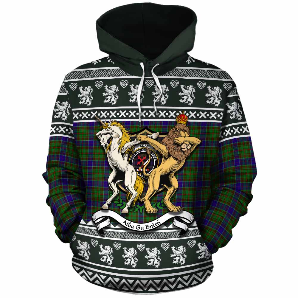 Adam Clan Tartan Crest Christmas Cotton Hoodie Coat of Arms Funny Style - Tartan Vibes Clothing