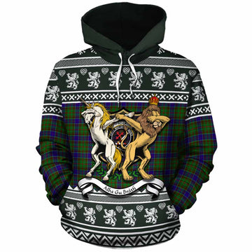 Adam Clan Tartan Crest Christmas Cotton Hoodie Coat of Arms Funny Style