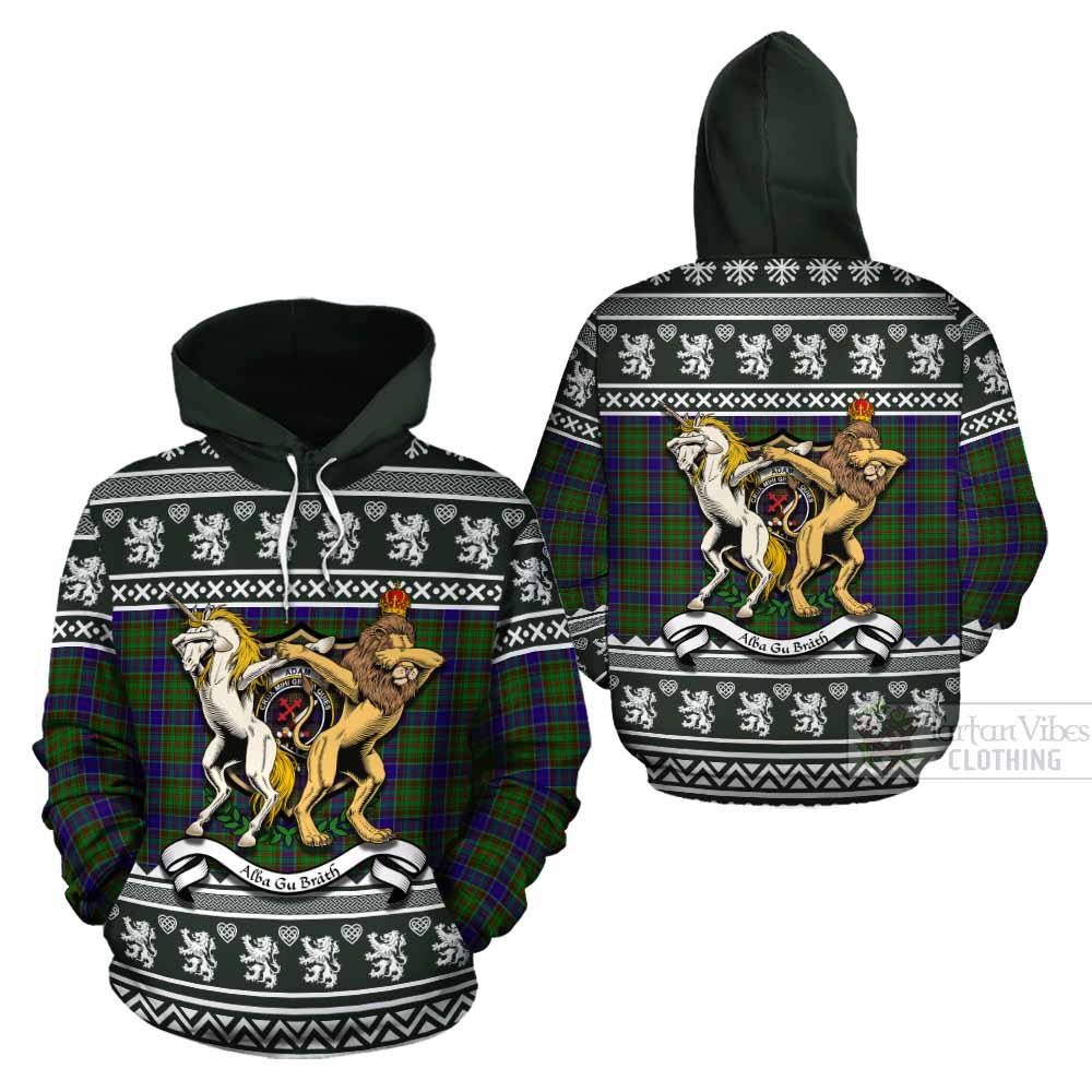 Adam Clan Tartan Crest Christmas Cotton Hoodie Coat of Arms Funny Style - Tartan Vibes Clothing
