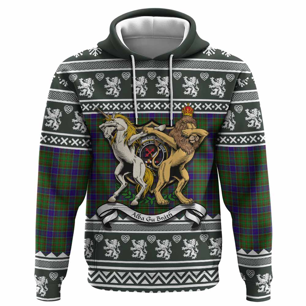 Adam Clan Tartan Crest Christmas Hoodie Coat of Arms Funny Style - Tartan Vibes Clothing