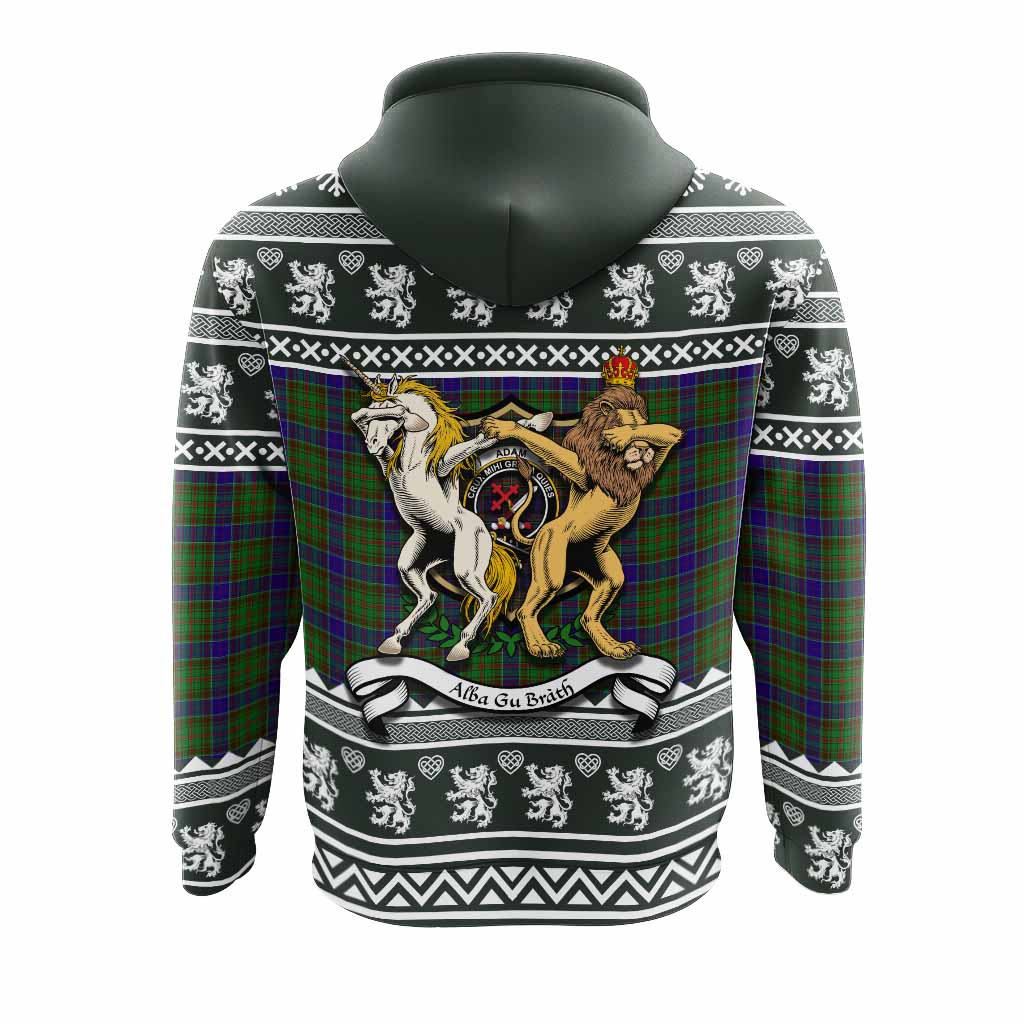 Adam Clan Tartan Crest Christmas Hoodie Coat of Arms Funny Style - Tartan Vibes Clothing