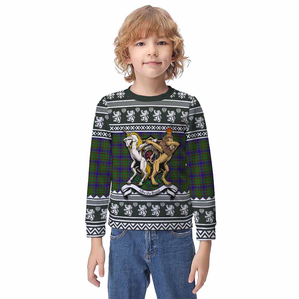 Adam Clan Tartan Crest Christmas Kid Ugly Sweatshirt Coat of Arms Funny Style - Tartan Vibes Clothing