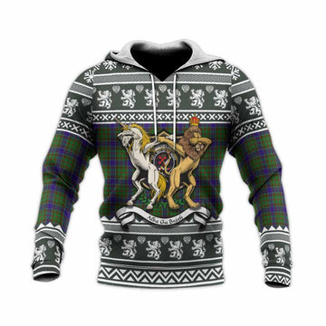 Adam Clan Tartan Crest Christmas Knitted Hoodie Coat of Arms Funny Style