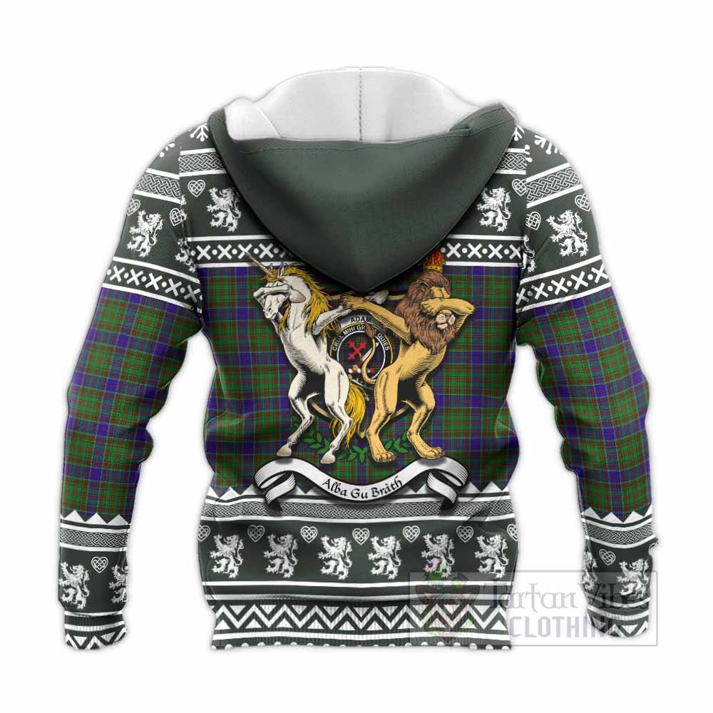 Adam Clan Tartan Crest Christmas Knitted Hoodie Coat of Arms Funny Style - Tartan Vibes Clothing