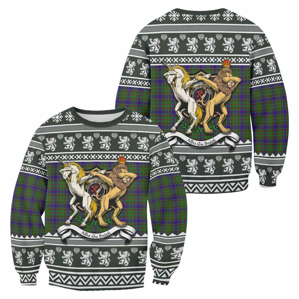 Adam Clan Tartan Crest Christmas Sweatshirt Coat of Arms Funny Style - Tartan Vibes Clothing
