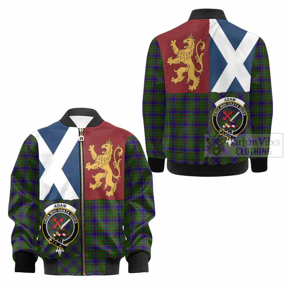 Adam Crest Tartan Kid Bomber Jacket with Lion Rampant Saltire Style - Tartan Vibes Clothing