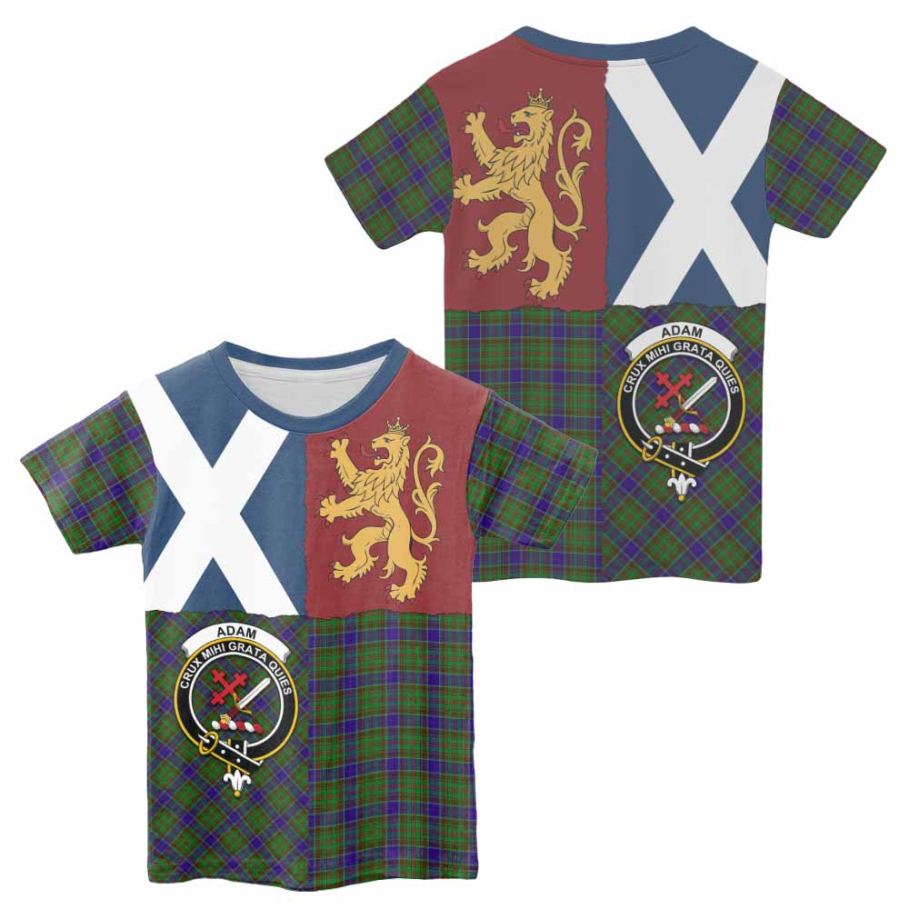 Adam Crest Tartan Kid T-shirt with Lion Rampant Saltire Style - Tartan Vibes Clothing