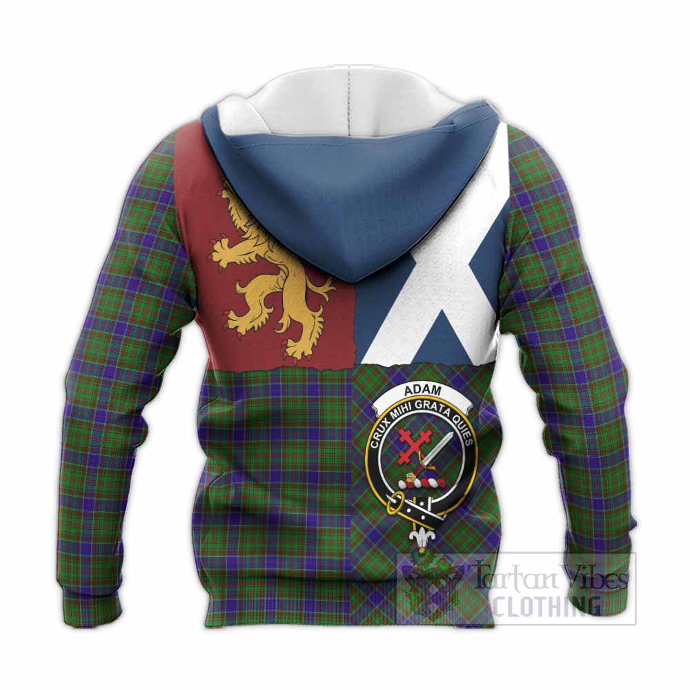 Adam Crest Tartan Knitted Hoodie with Lion Rampant Saltire Style